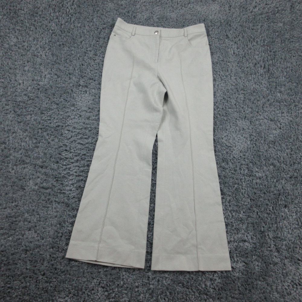 Akris Pants Womens 10 Gray Flare Silk Cotton Blend Dress Trouser Made Italy